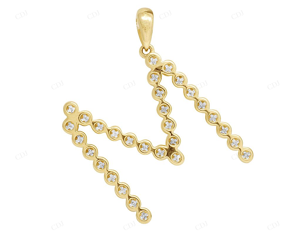 1.1" 0.37 CTW 10K Gold Natural Diamond Initial "M" Letter Pendant CustomDiamJewel