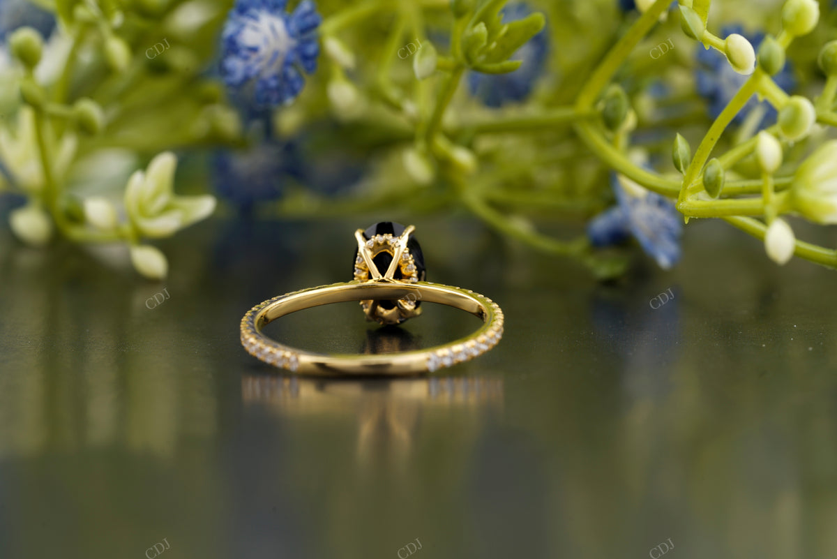 Black Oval Cut Moissanite Pave Ring customdiamjewel