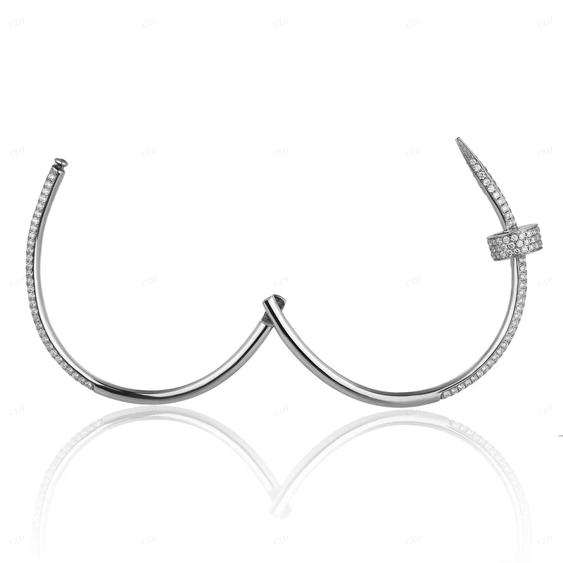 Nail Bangle Bracelet 925 Sterling Silver For Women CustomDiamJewel
