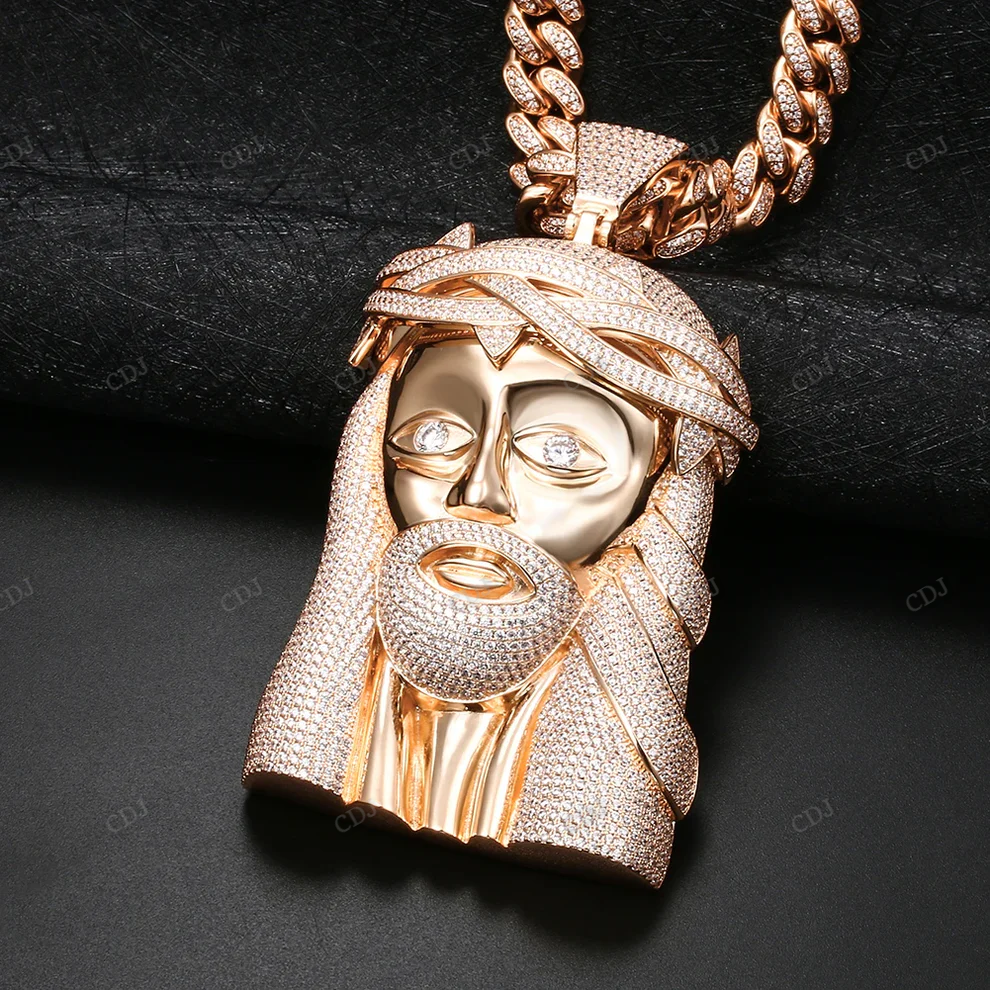 Custom Moissanite Oversized Jesus Pendant hip hop jewelry CustomDiamJewel