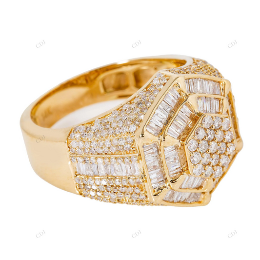 Hexagon Cluster Moissanite Iced Out Silver Ring hip hop jewelry customdiamjewel