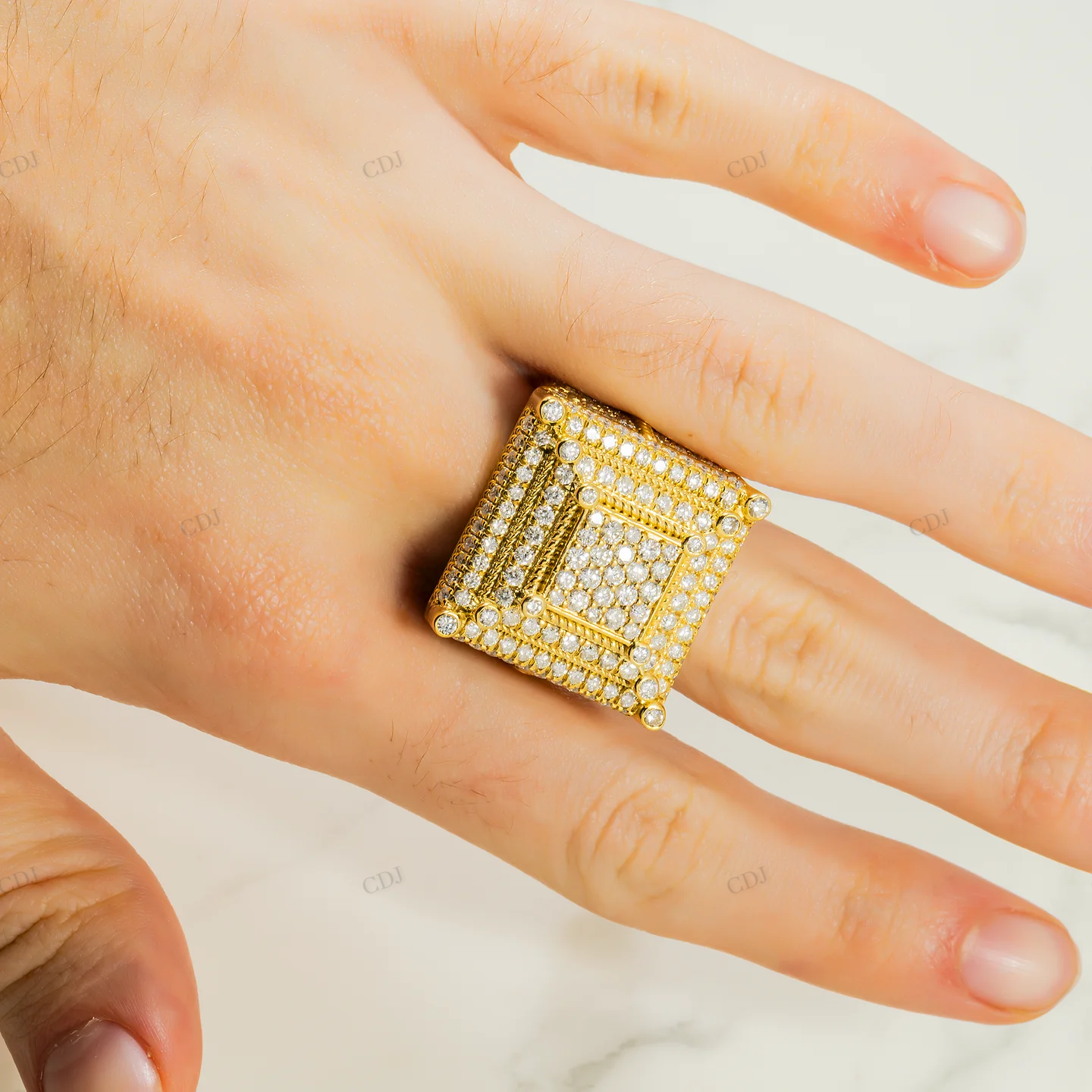 3.75 CTW Silver Moissanite Square Iced Out Men's Ring hip hop ring customdiamjewel