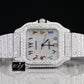 Fully Iced Out Cartier Santos Rainbow Arabic Dial Wrist Watch customdiamjewel