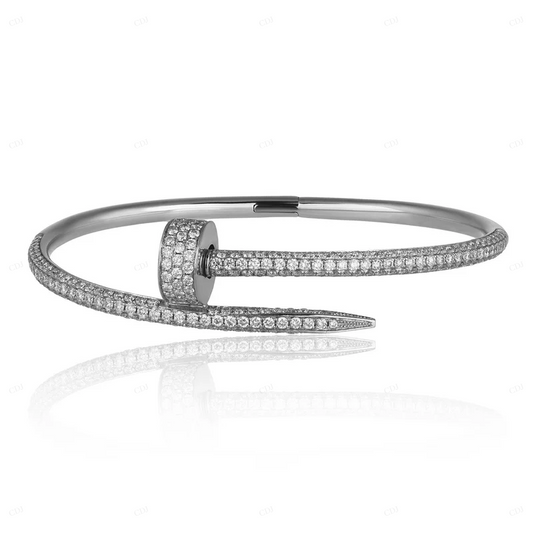 S925 Sterling Silver Cartier Nail Bangle Bracelet For Women CustomDiamJewel