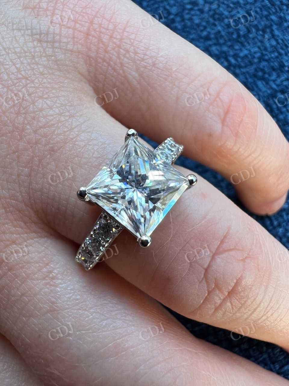 Princess Cut Moissanite Engagement Ring  customdiamjewel   