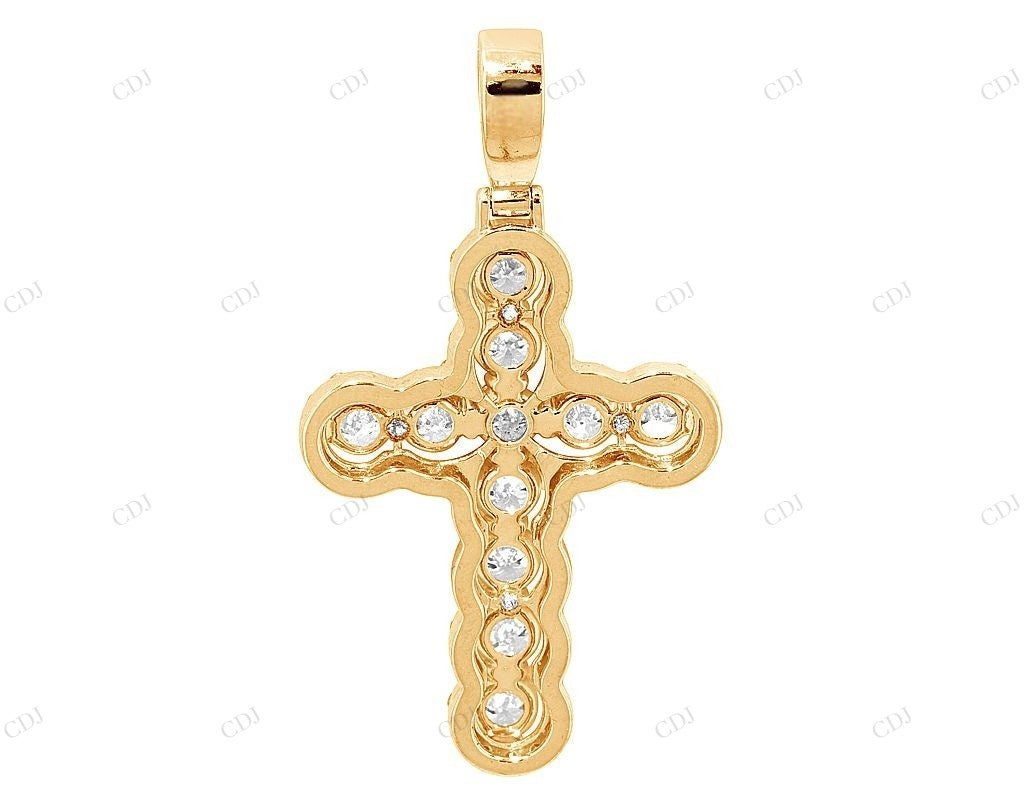 14K Gold Lab Grown Diamond 1.7 Inch Cross Pendant Hip Hop Pendent CustomDiamJewel