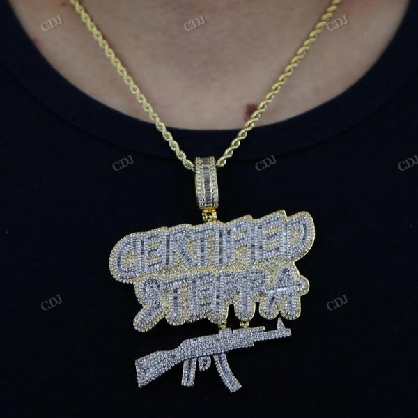 Baguette Cut Two Tone CERTIFIED STEPPA Pendant hip hop jewelry CustomDiamJewel