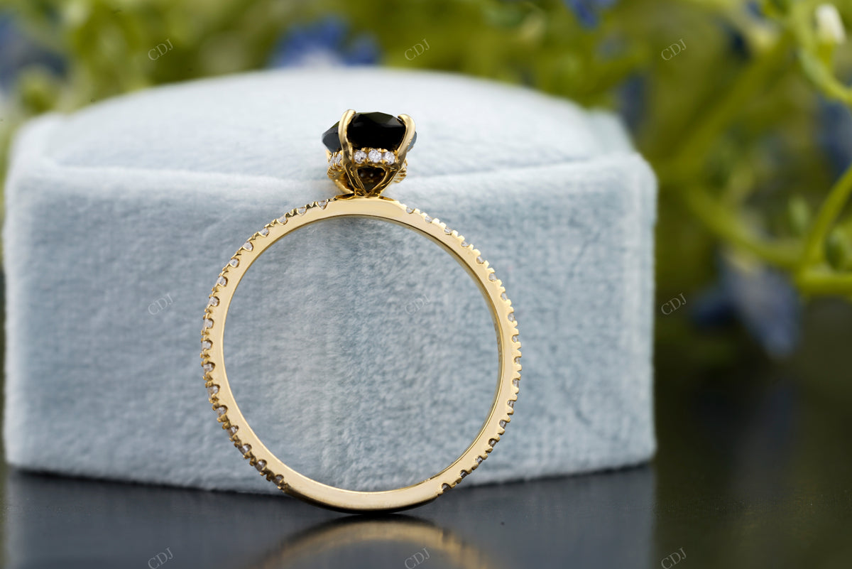 Black Oval Cut Moissanite Pave Ring customdiamjewel