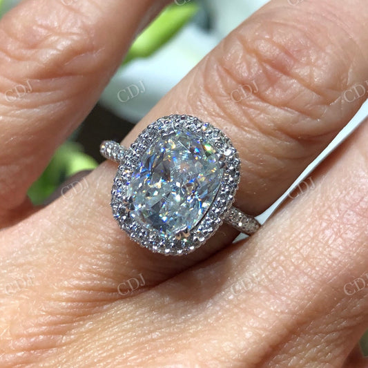 Crushed Ice Cushion Cut Halo Eternity Engagement Ring  customdiamjewel   