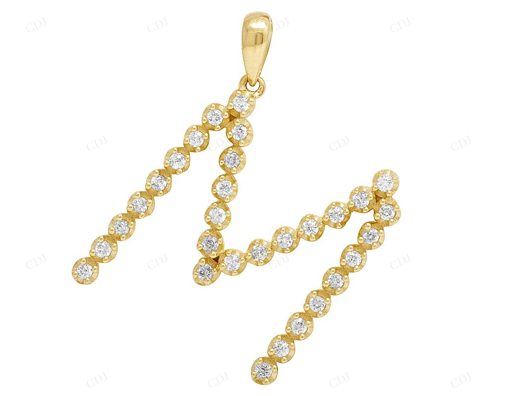 1.1" 0.37 CTW 10K Gold Natural Diamond Initial "M" Letter Pendant CustomDiamJewel