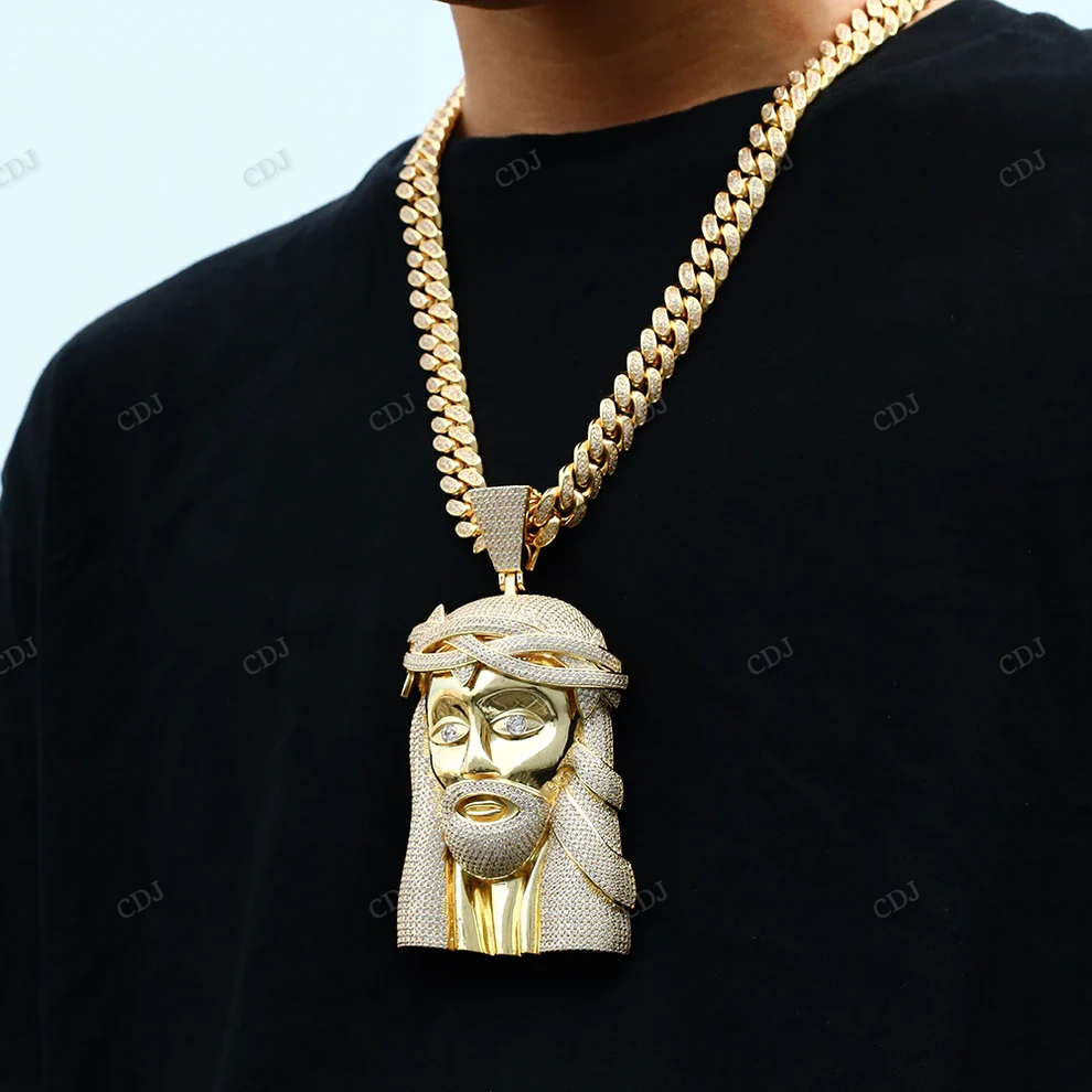 Custom Moissanite Oversized Jesus Pendant hip hop jewelry CustomDiamJewel