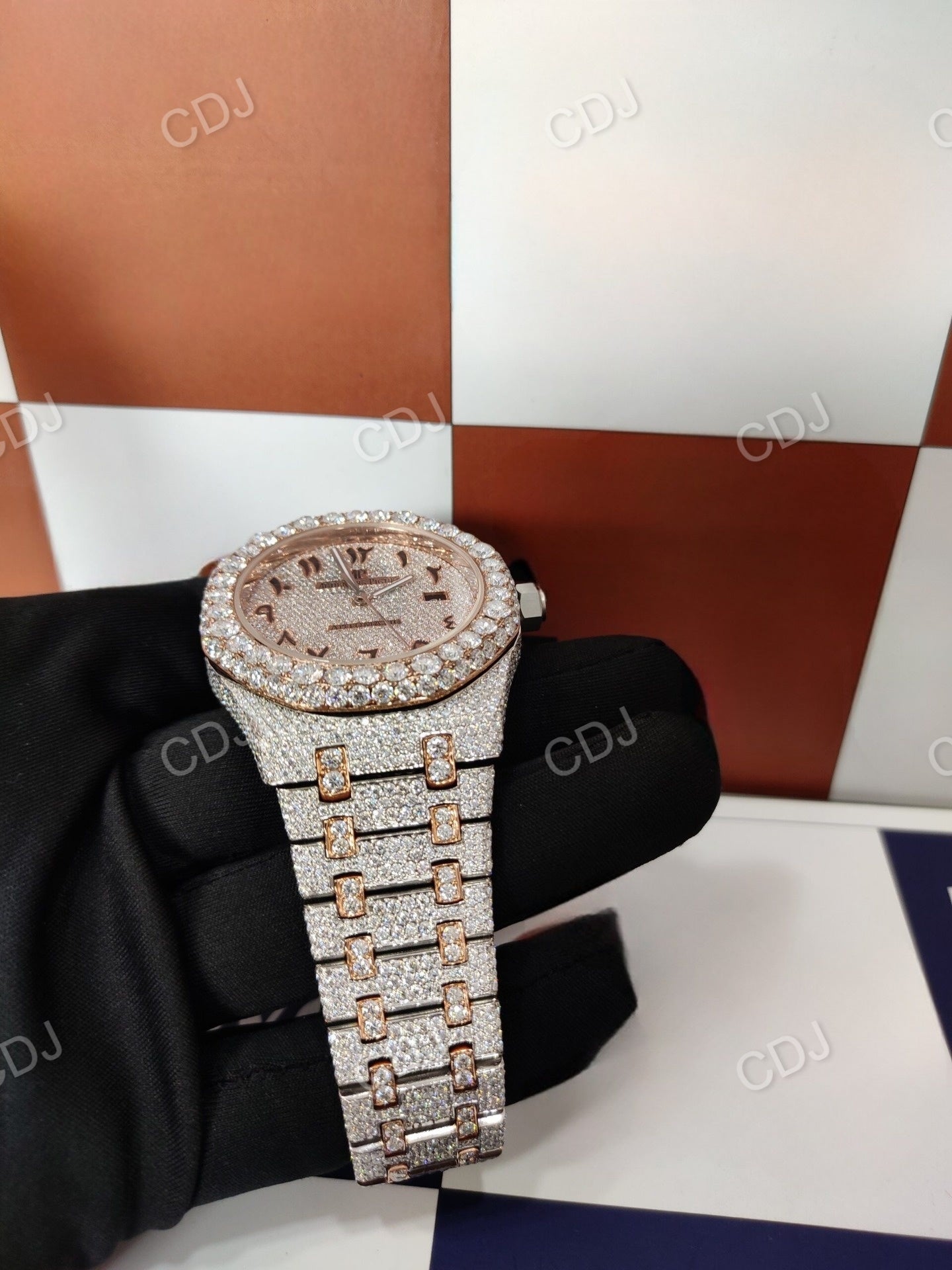 AP Real Diamond Watches For Men Natural Diamond Wrist Watches Iced Out Yellow Gold Plated Watches  customdiamjewel   