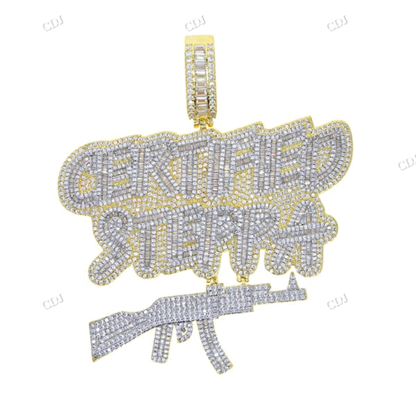 Baguette Cut Two Tone CERTIFIED STEPPA Pendant hip hop jewelry CustomDiamJewel