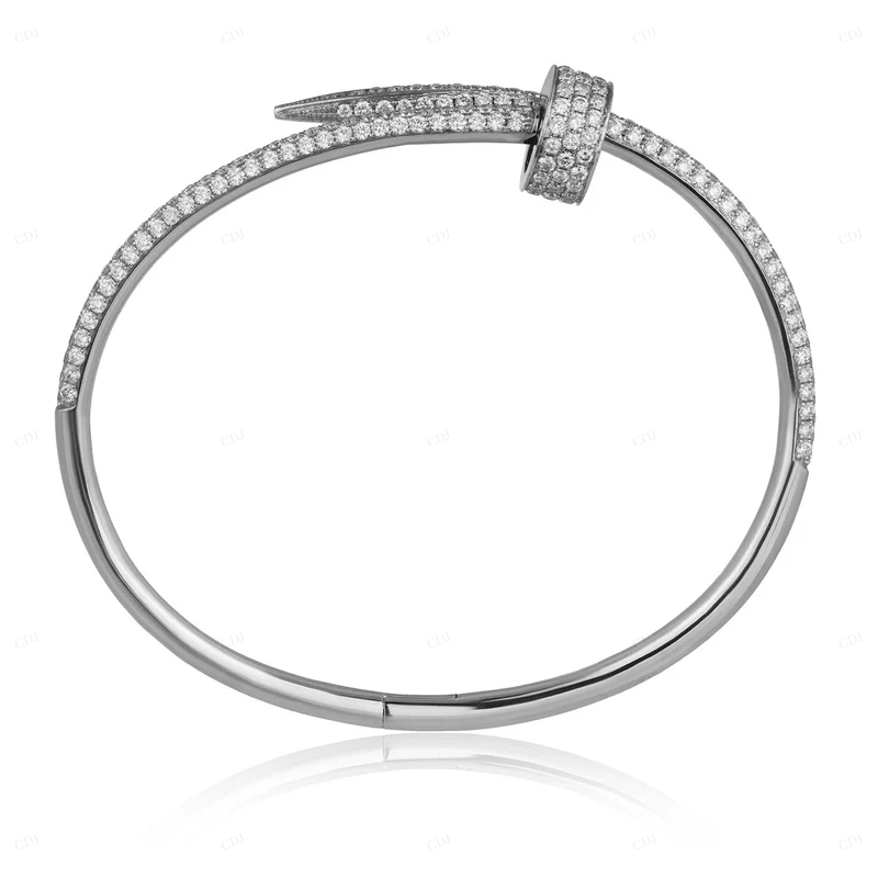 Nail Bangle Bracelet 925 Sterling Silver For Women CustomDiamJewel