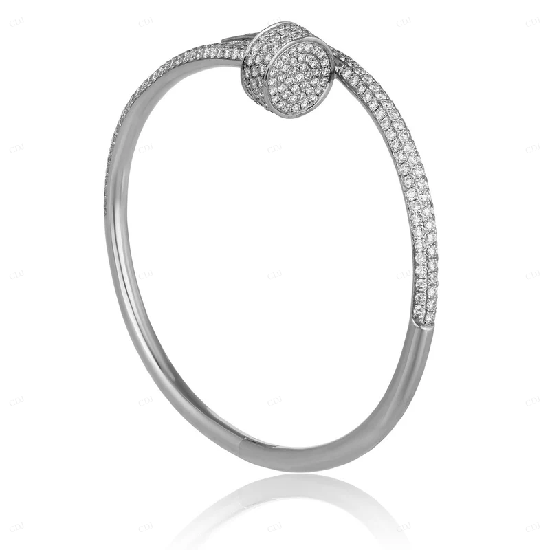 Nail Bangle Bracelet 925 Sterling Silver For Women CustomDiamJewel