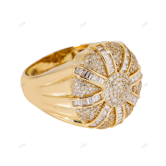Bold Round 14K Cluster Moissanite Men's Ring hip hop jewelry customdiamjewel