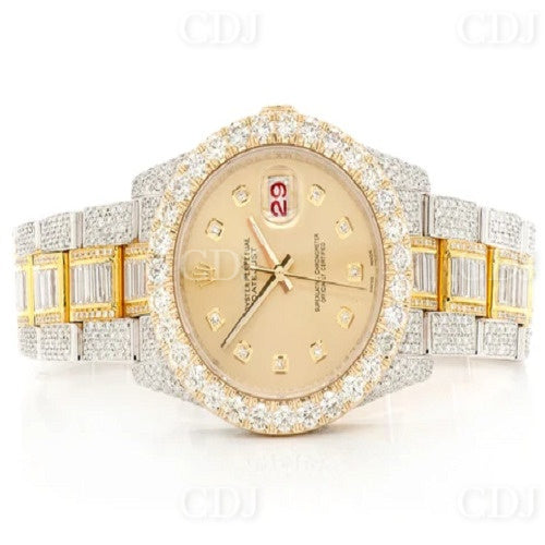 High Quality VVS Yellow Gold Plated Hip Hop Rolex Moissanite Watch customdiamjewel