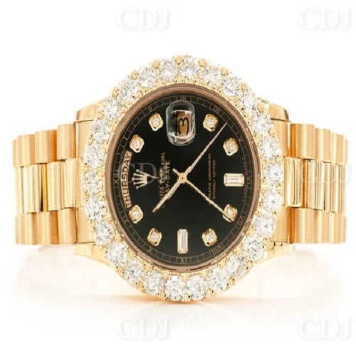 Lab Grown Diamond Black Dial Hip Hop Plain Men's Watch customdiamjewel