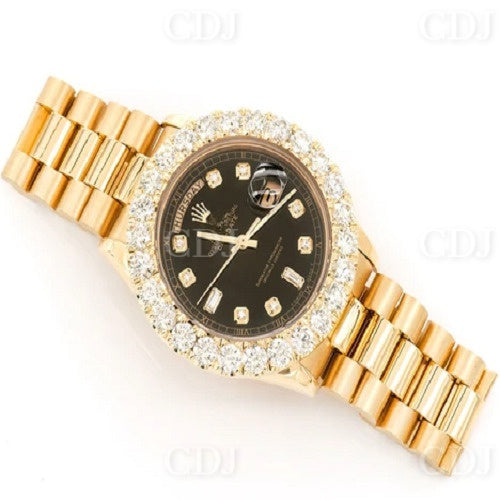 Yellow Gold Plated Customize Handmade Luxury Diamond Mens Watch customdiamjewel