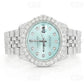 High Quality Fully Iced Out Moissanite Blue Dial Hip Hop Watch customdiamjewel