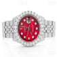 Mens Wrist Watch Red Dial Custom Iced Out Rolex Watch customdiamjewel