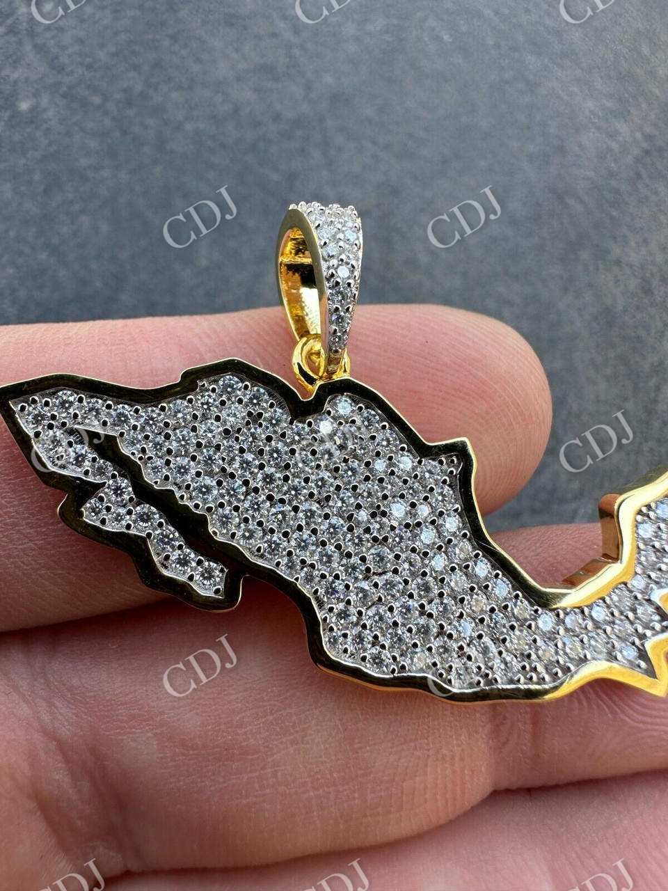 Moissanite Mexico Map Shape Flag Hip Hop Pendant  customdiamjewel   