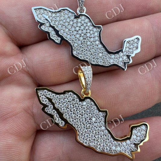 Moissanite Mexico Map Shape Flag Hip Hop Pendant  customdiamjewel   