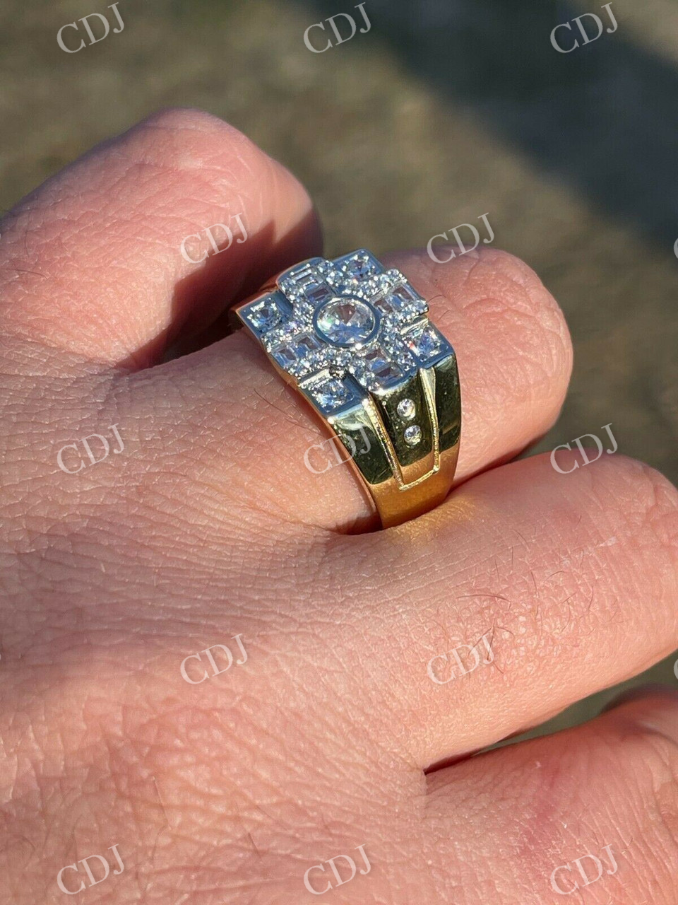 Iced Baguette Mens Pinky Ring  customdiamjewel   