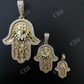 Hamsa Evil Eye Hand Iced Moissanite Pendant  customdiamjewel   