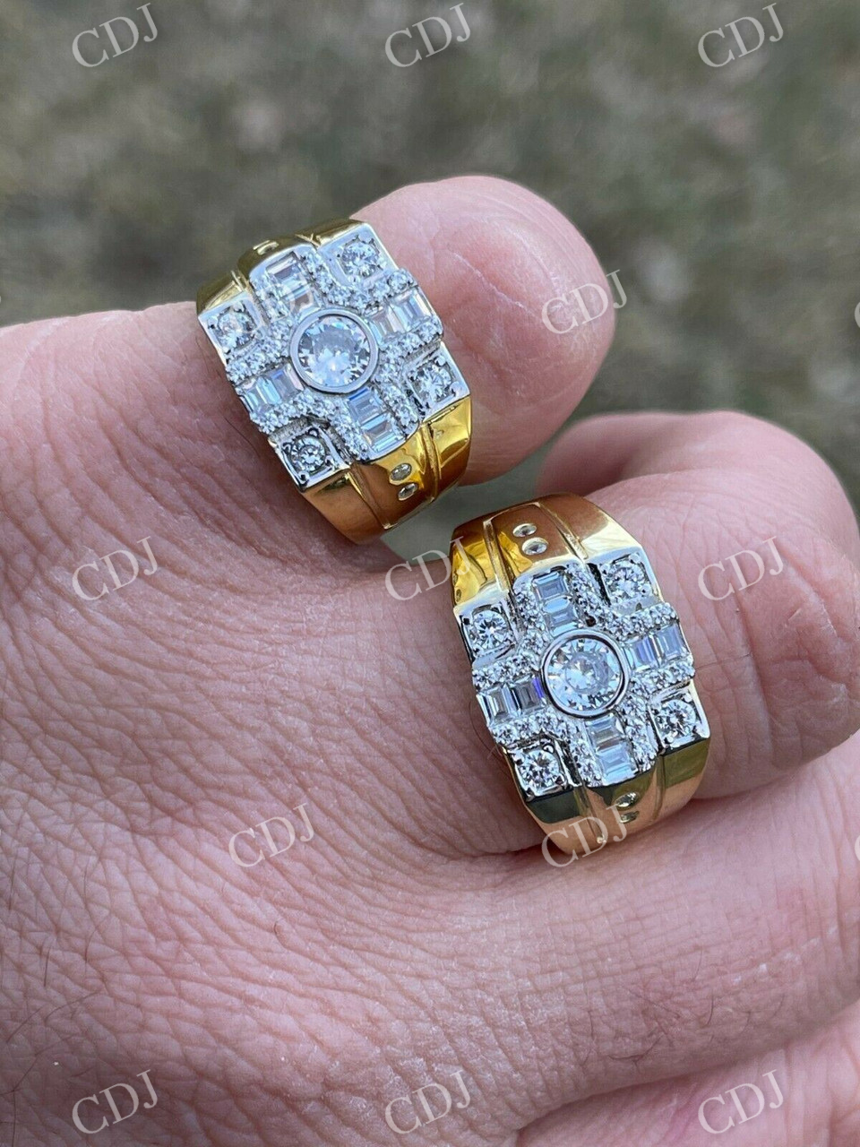 Iced Baguette Mens Pinky Ring  customdiamjewel   