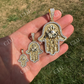 Hamsa Evil Eye Hand Iced Moissanite Pendant  customdiamjewel   