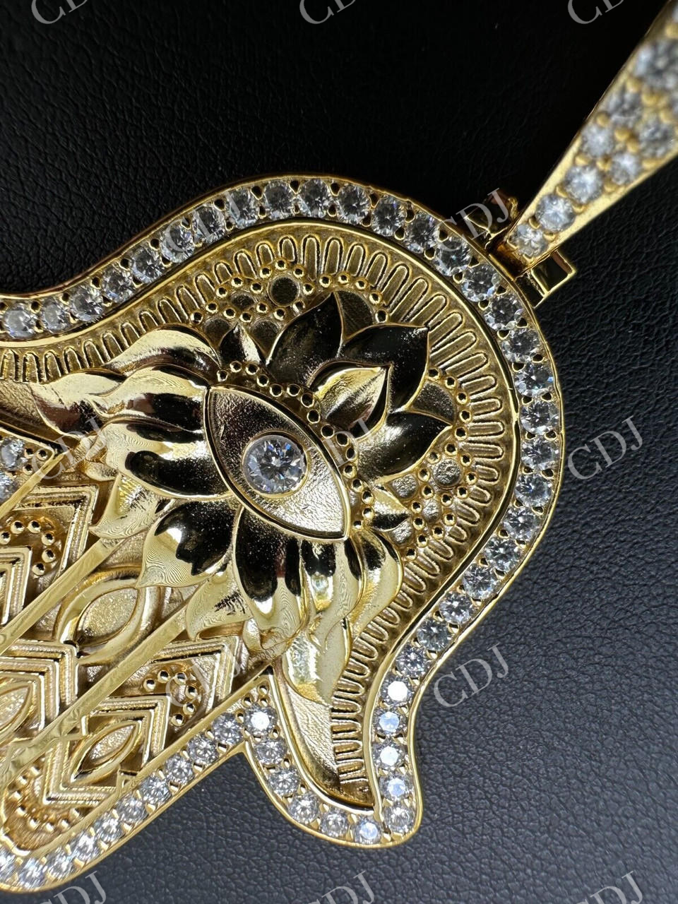 Hamsa Evil Eye Hand Iced Moissanite Pendant  customdiamjewel   