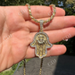 Hamsa Evil Eye Hand Iced Moissanite Pendant  customdiamjewel   