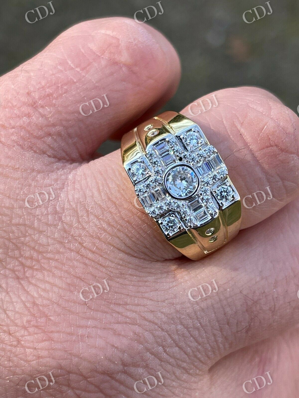 Iced Baguette Mens Pinky Ring  customdiamjewel   