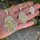 Hamsa Evil Eye Hand Iced Moissanite Pendant  customdiamjewel   