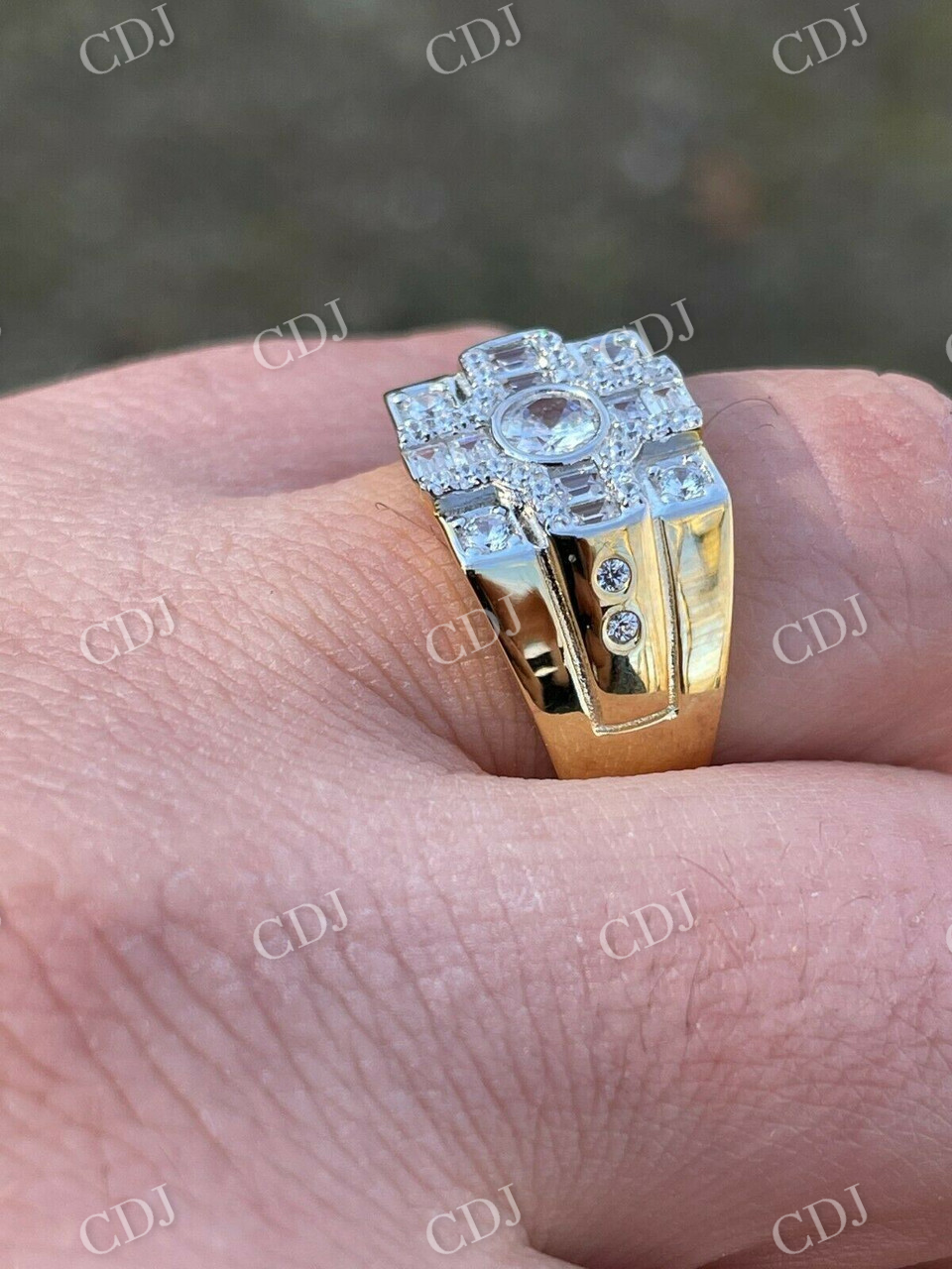 Iced Baguette Mens Pinky Ring  customdiamjewel   