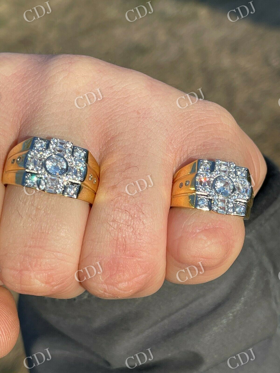 Iced Baguette Mens Pinky Ring  customdiamjewel   