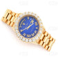 High Quality Blue Dial Natural Diamond Plain Hip Hop Watch customdiamjewel
