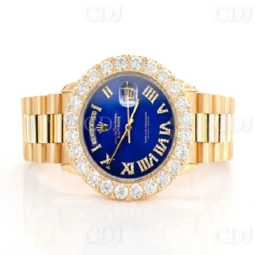 Hip Hop Iced Out Moissanite Studded Blue Dial Watch customdiamjewel