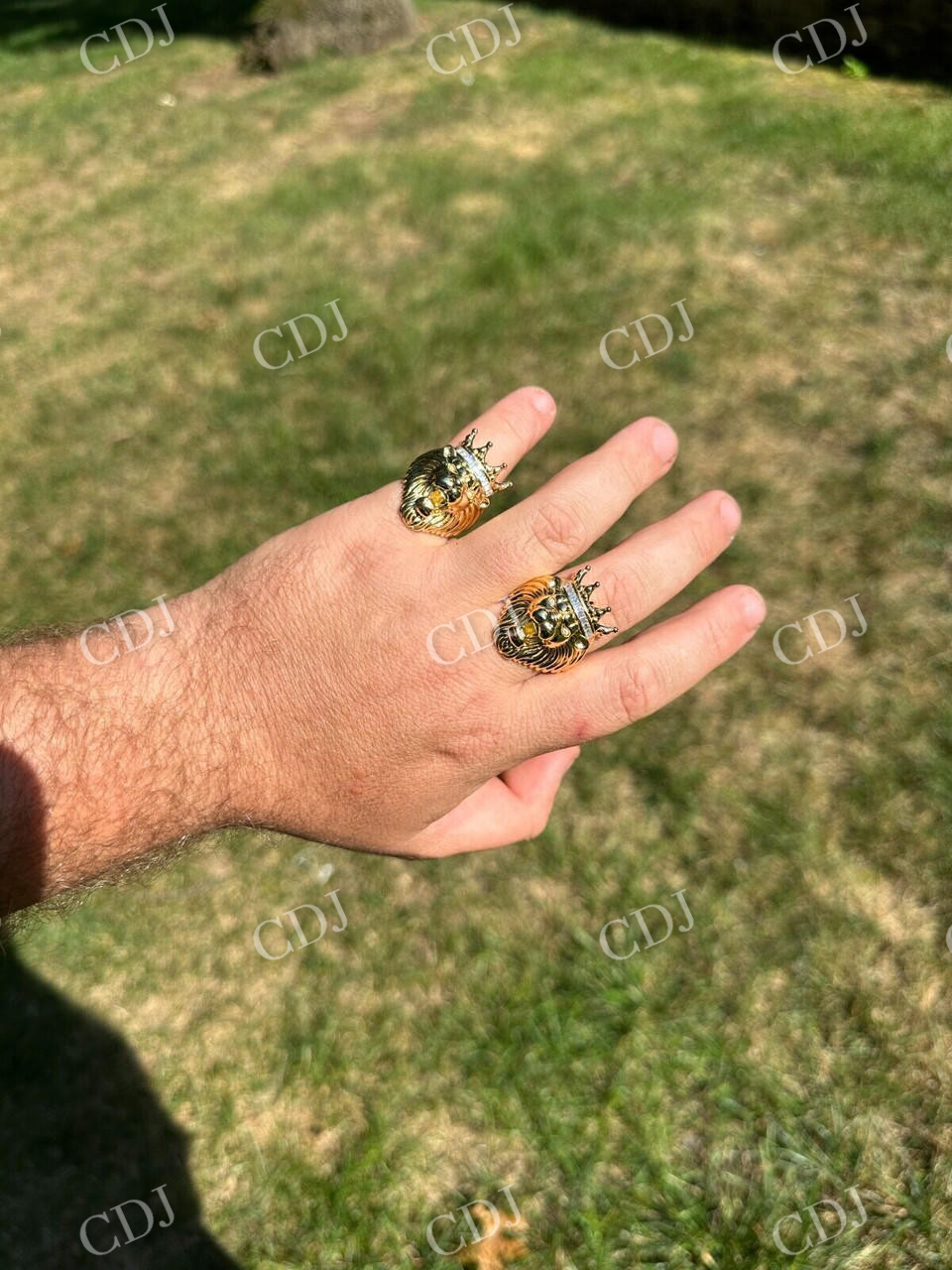 Lion Moissanite Baguette Crown Mens Ring  customdiamjewel   