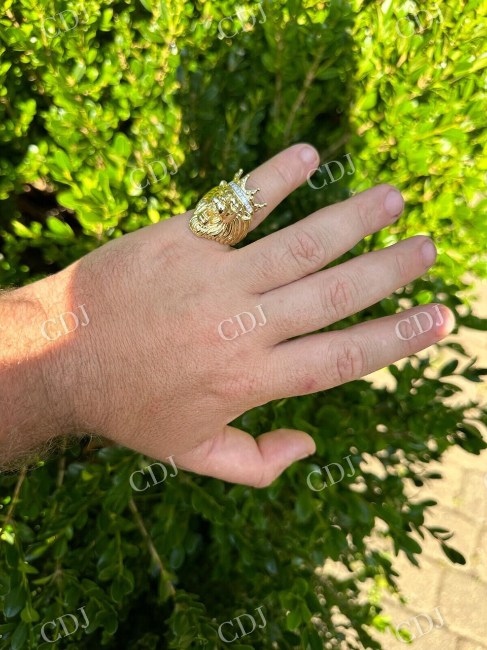Lion Moissanite Baguette Crown Mens Ring  customdiamjewel   