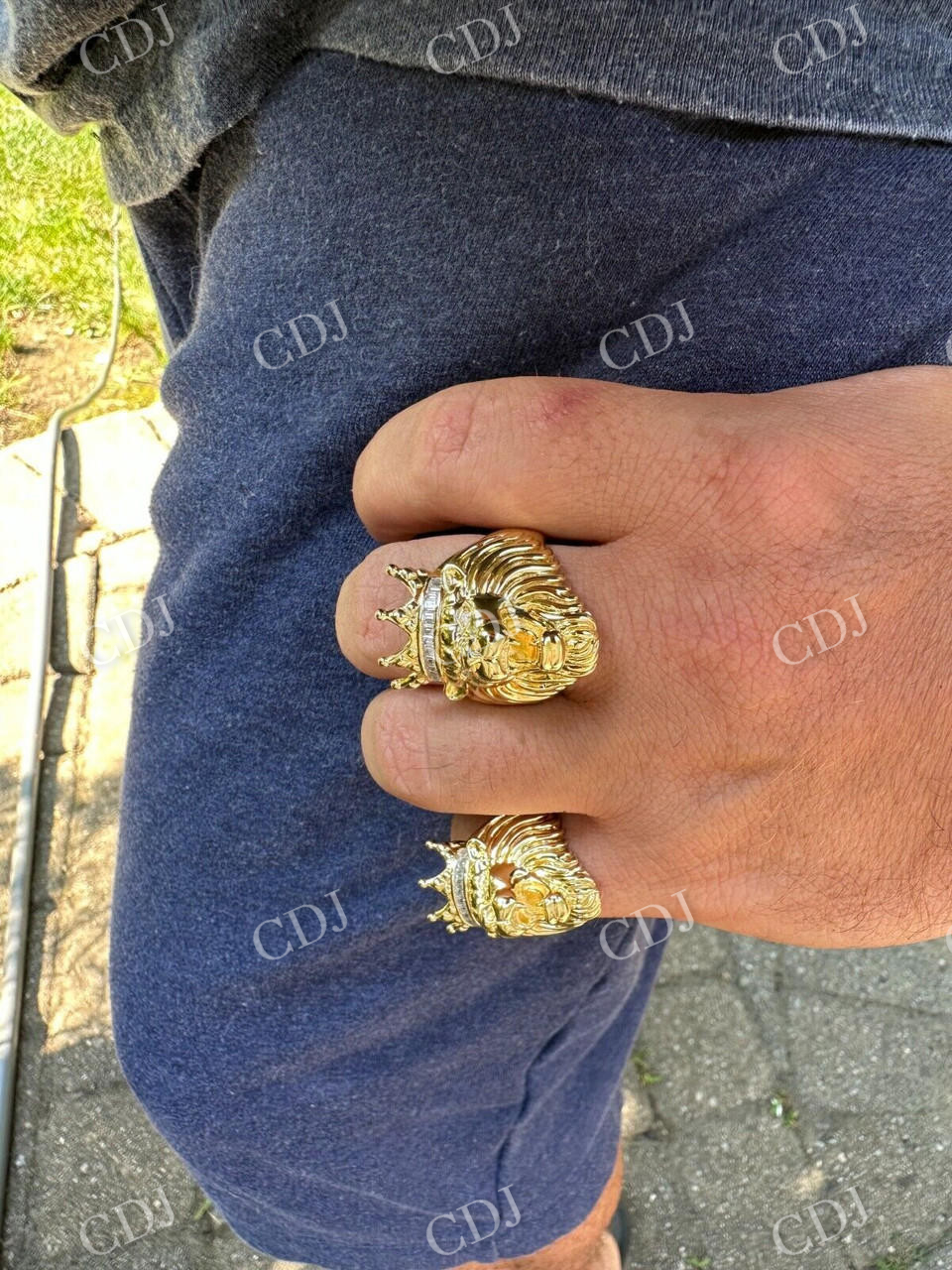 Lion Moissanite Baguette Crown Mens Ring  customdiamjewel   