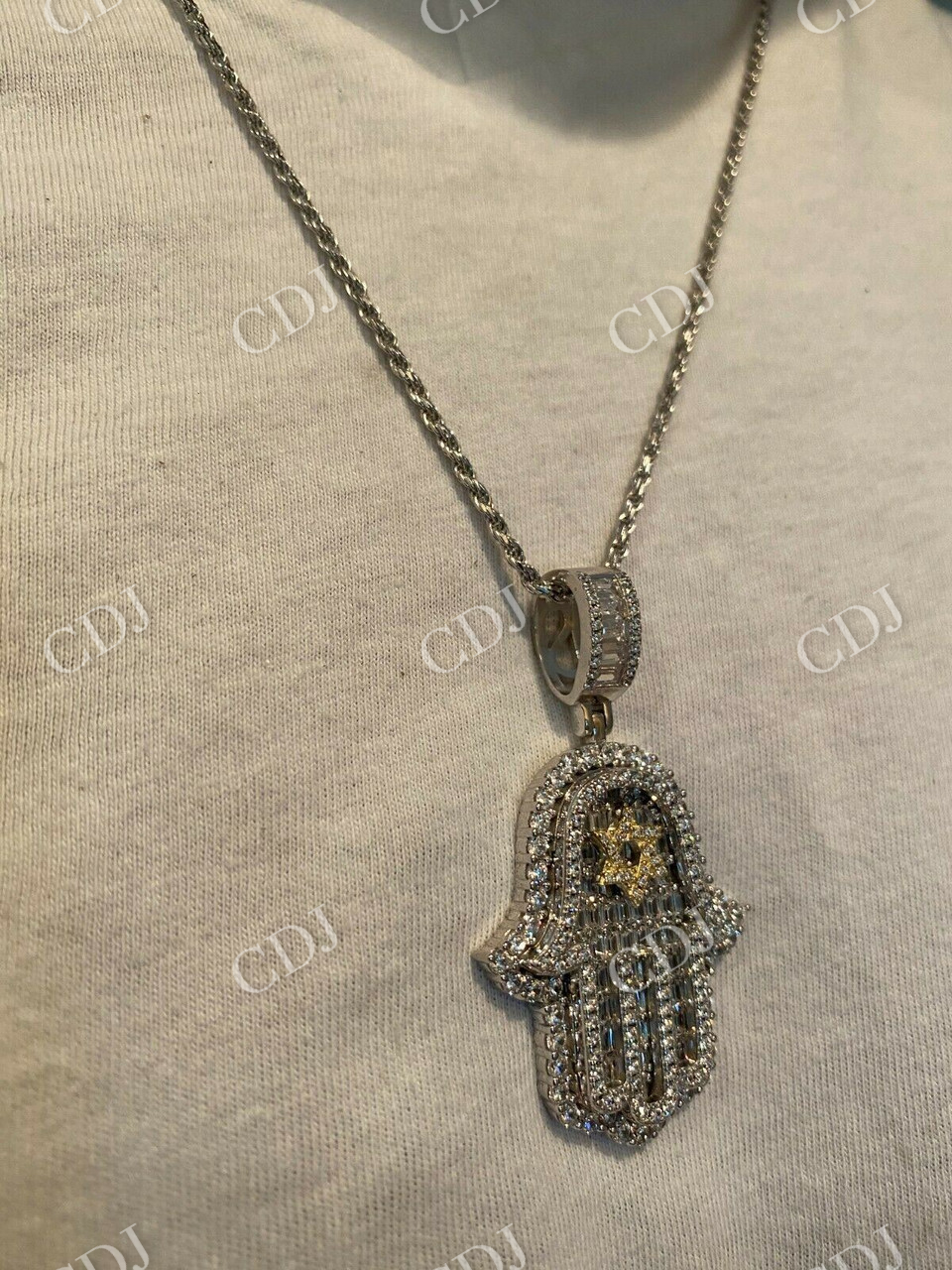 Hip Hop Hamsa Hand Star Of David Diamond Pendant  customdiamjewel   
