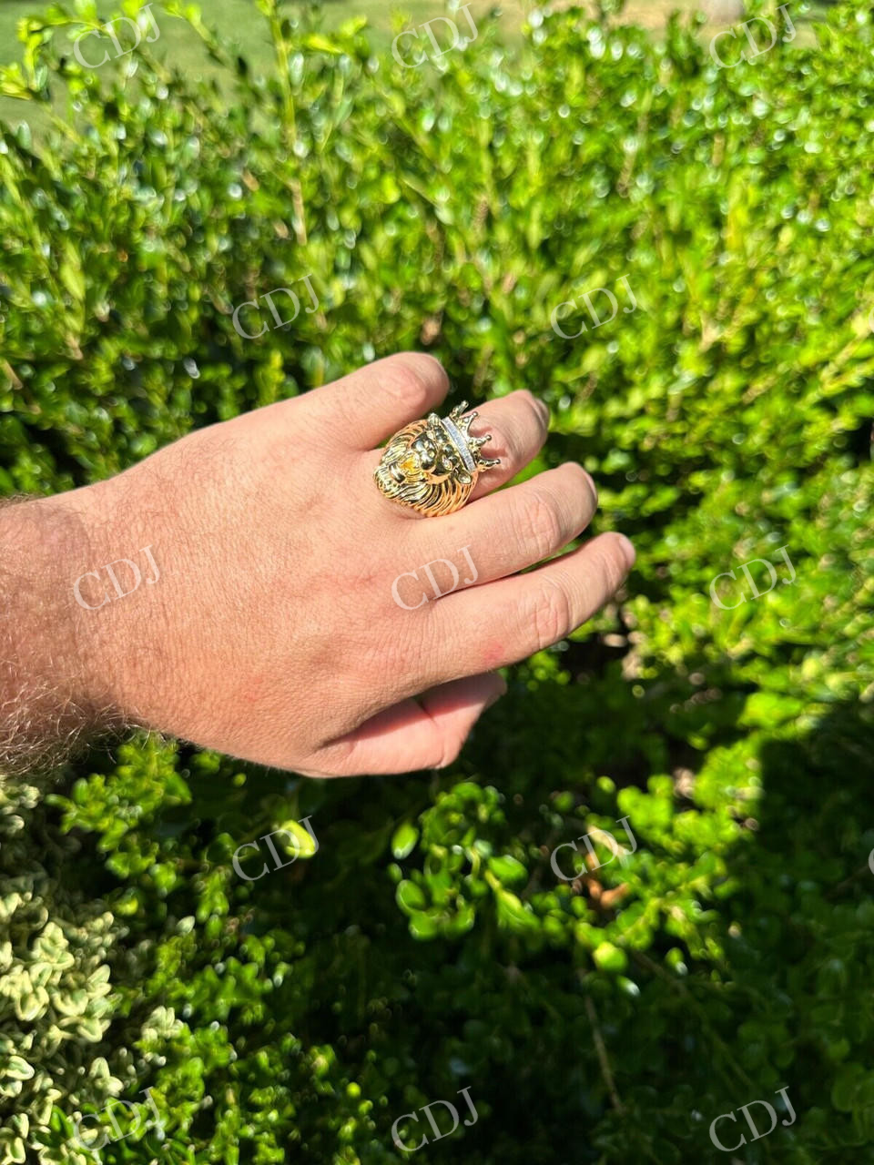 Lion Moissanite Baguette Crown Mens Ring  customdiamjewel   