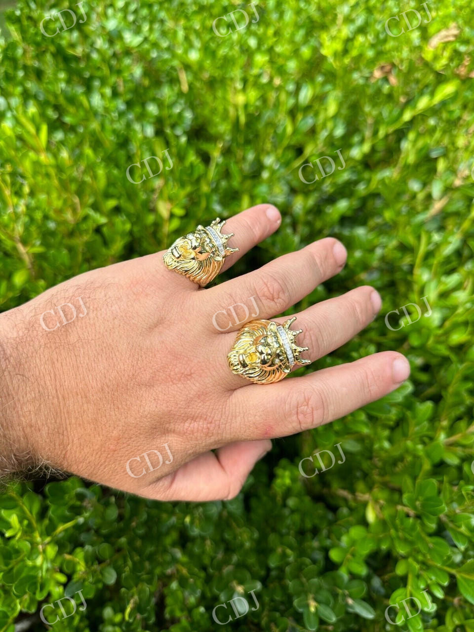 Lion Moissanite Baguette Crown Mens Ring  customdiamjewel   