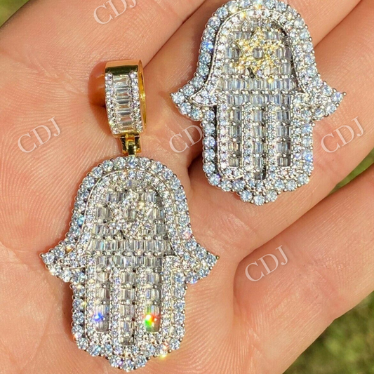 Hip Hop Hamsa Hand Star Of David Diamond Pendant  customdiamjewel   