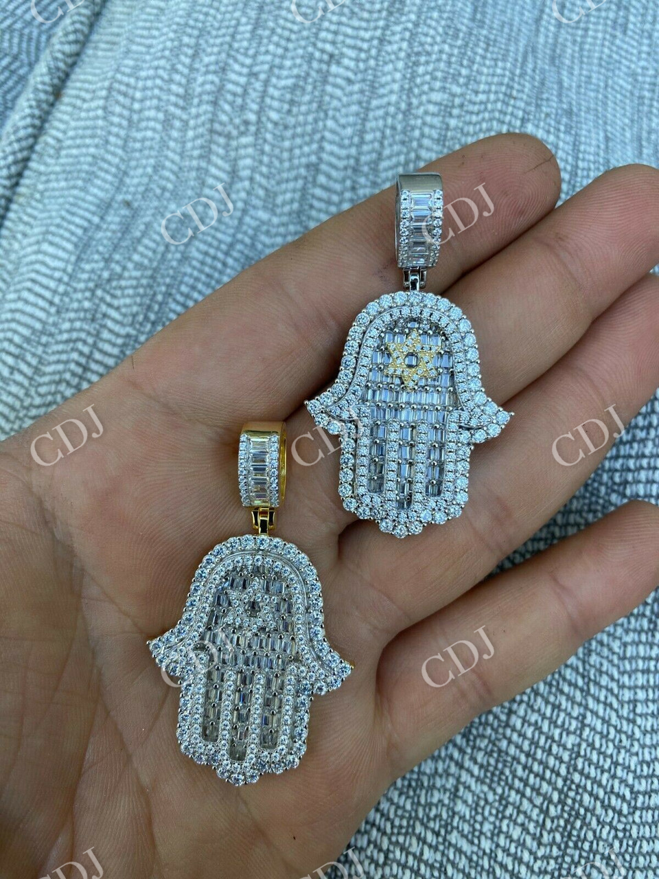 Hip Hop Hamsa Hand Star Of David Diamond Pendant  customdiamjewel   