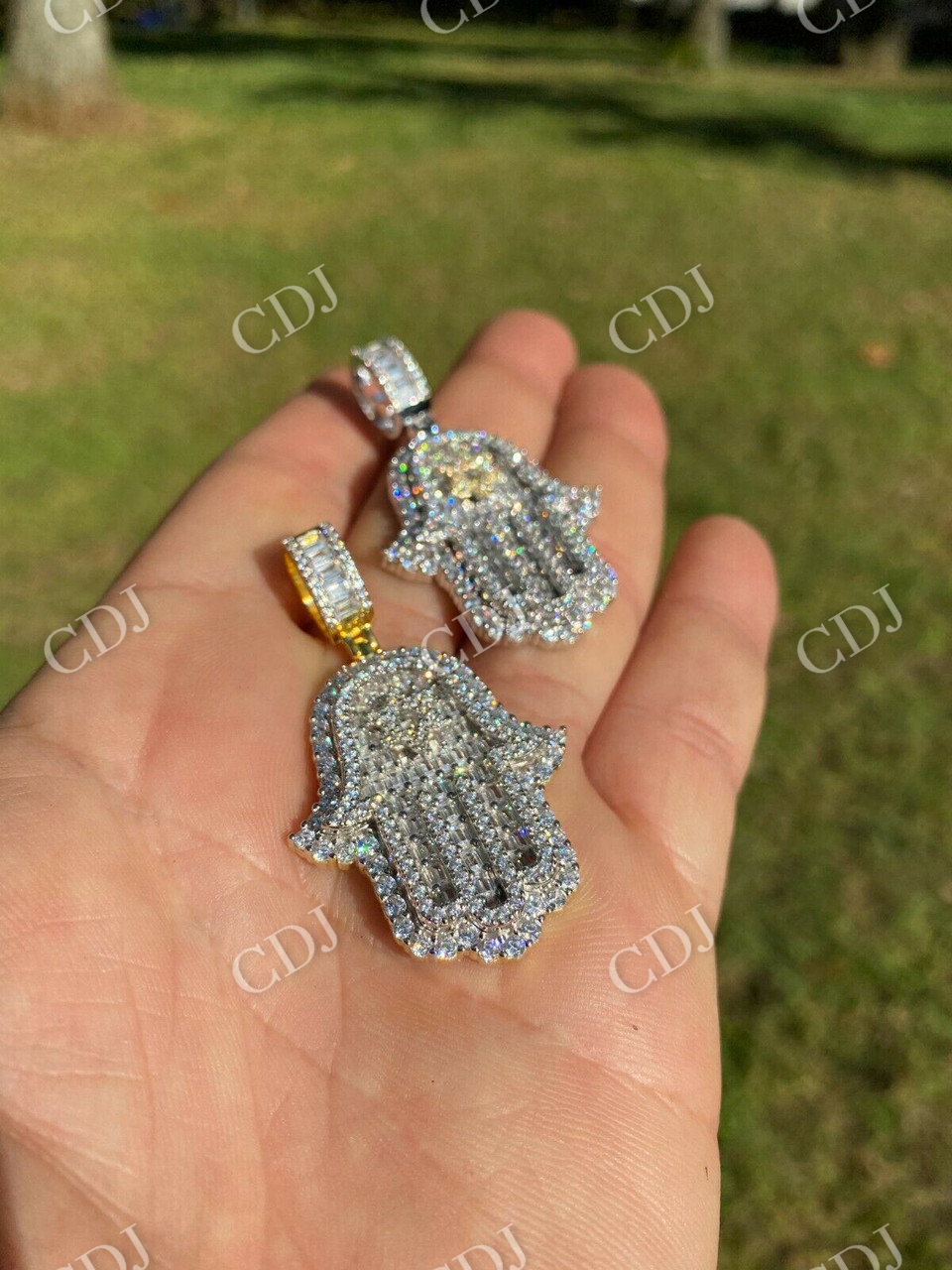 Hip Hop Hamsa Hand Star Of David Diamond Pendant  customdiamjewel   