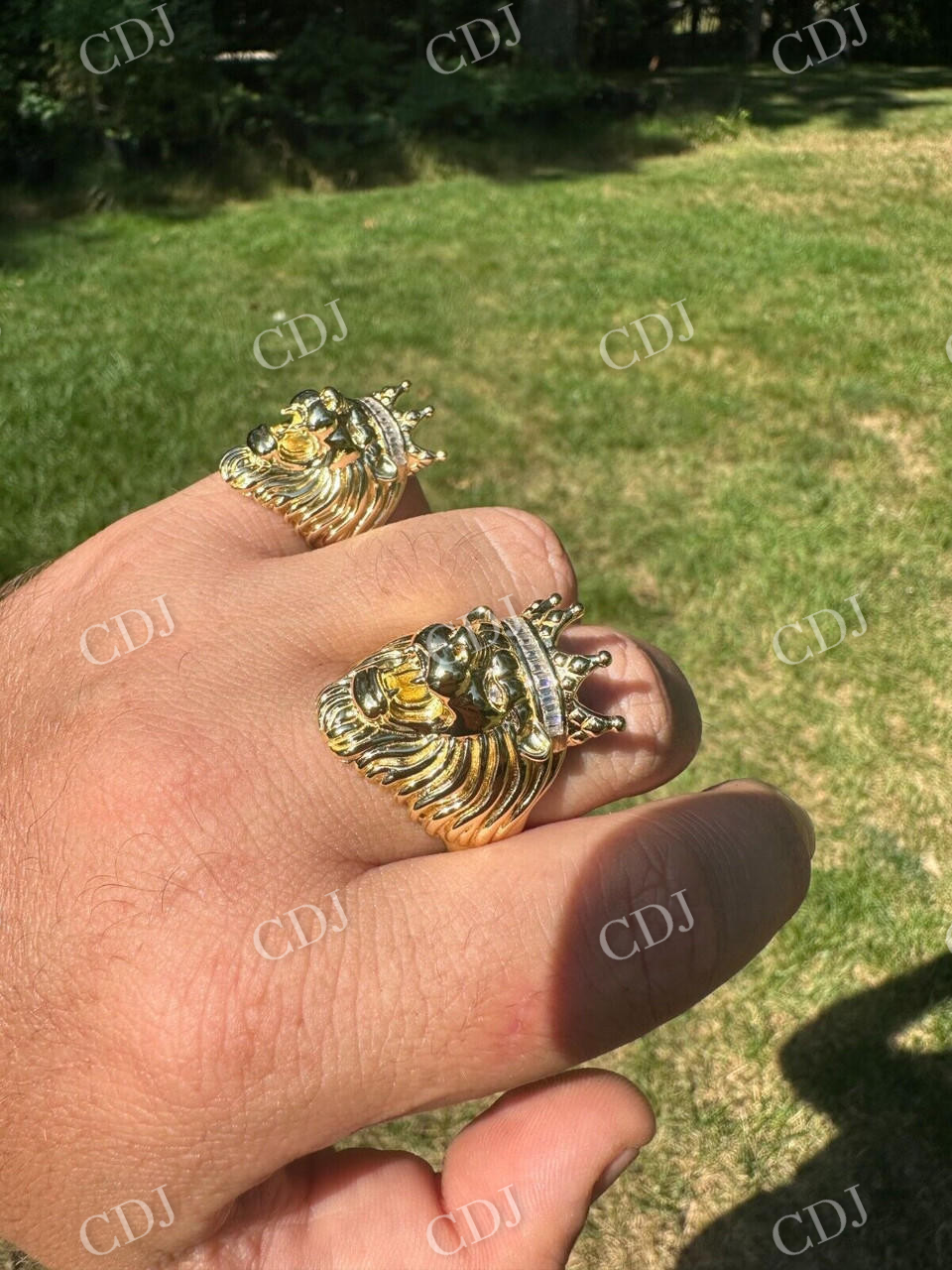 Lion Moissanite Baguette Crown Mens Ring  customdiamjewel   