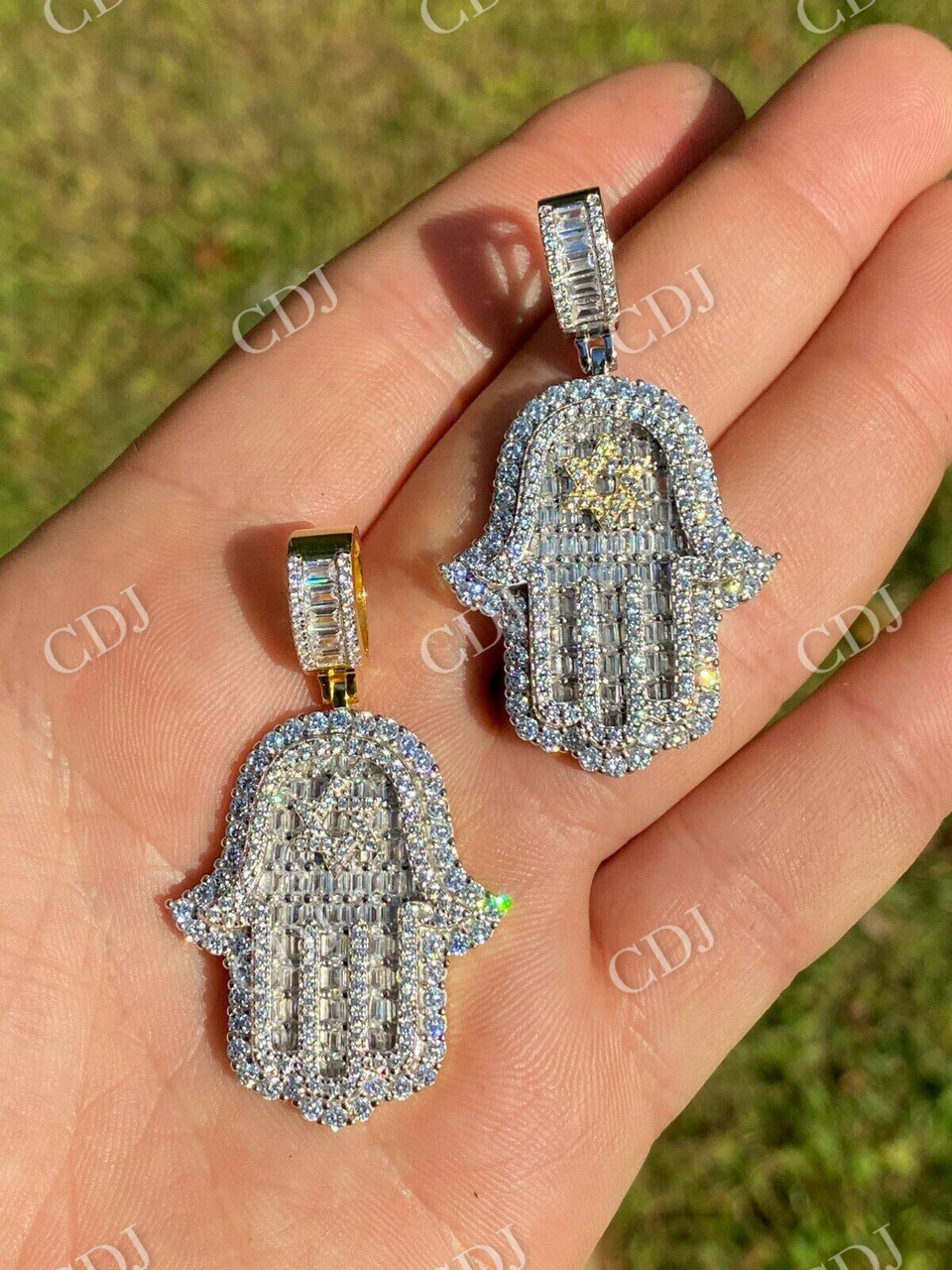 Hip Hop Hamsa Hand Star Of David Diamond Pendant  customdiamjewel   